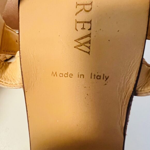 J Crew Shoes Womens 10 Beige Leather Cork Wedge Heels Platform Sandals - Picture 11 of 11